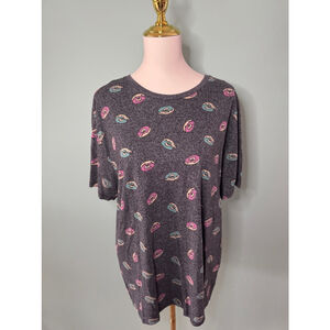 Women's Knocker Bocker T-Shirt XL Gray Donut Print